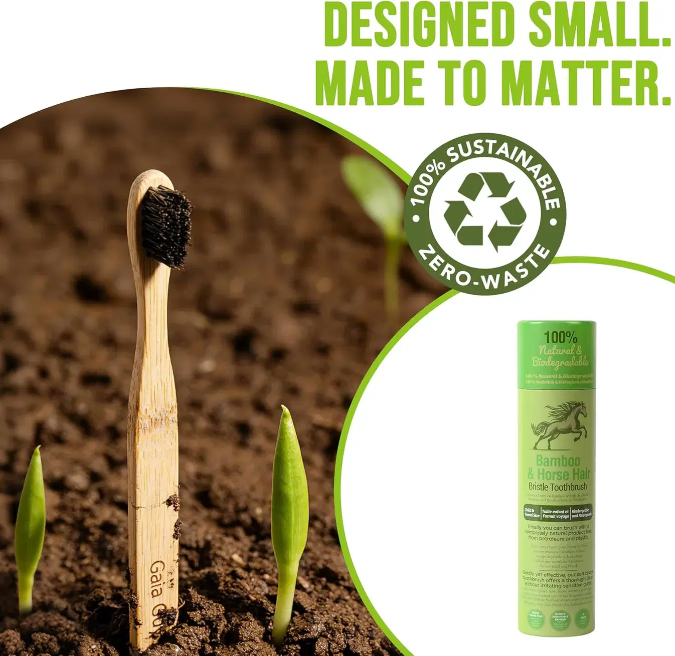 Small Bamboo Horse Hair Toothbrush image 6