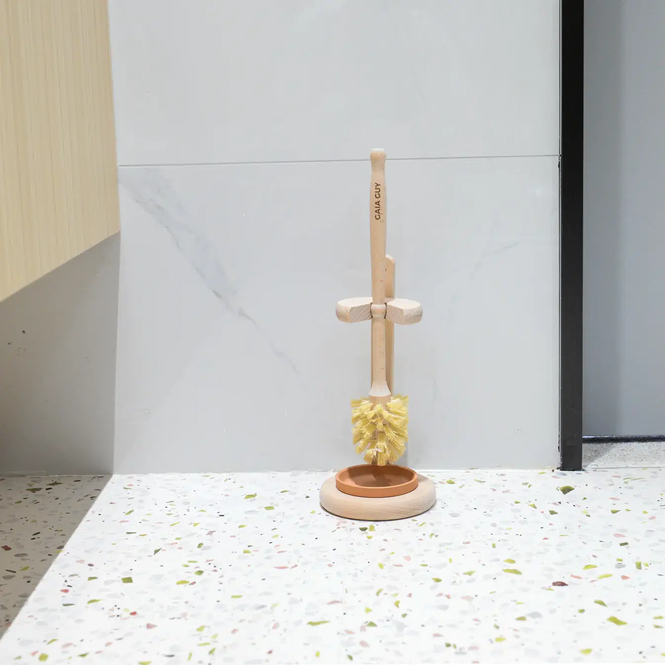 Beech Wood Toilet Brush with Stand image 2