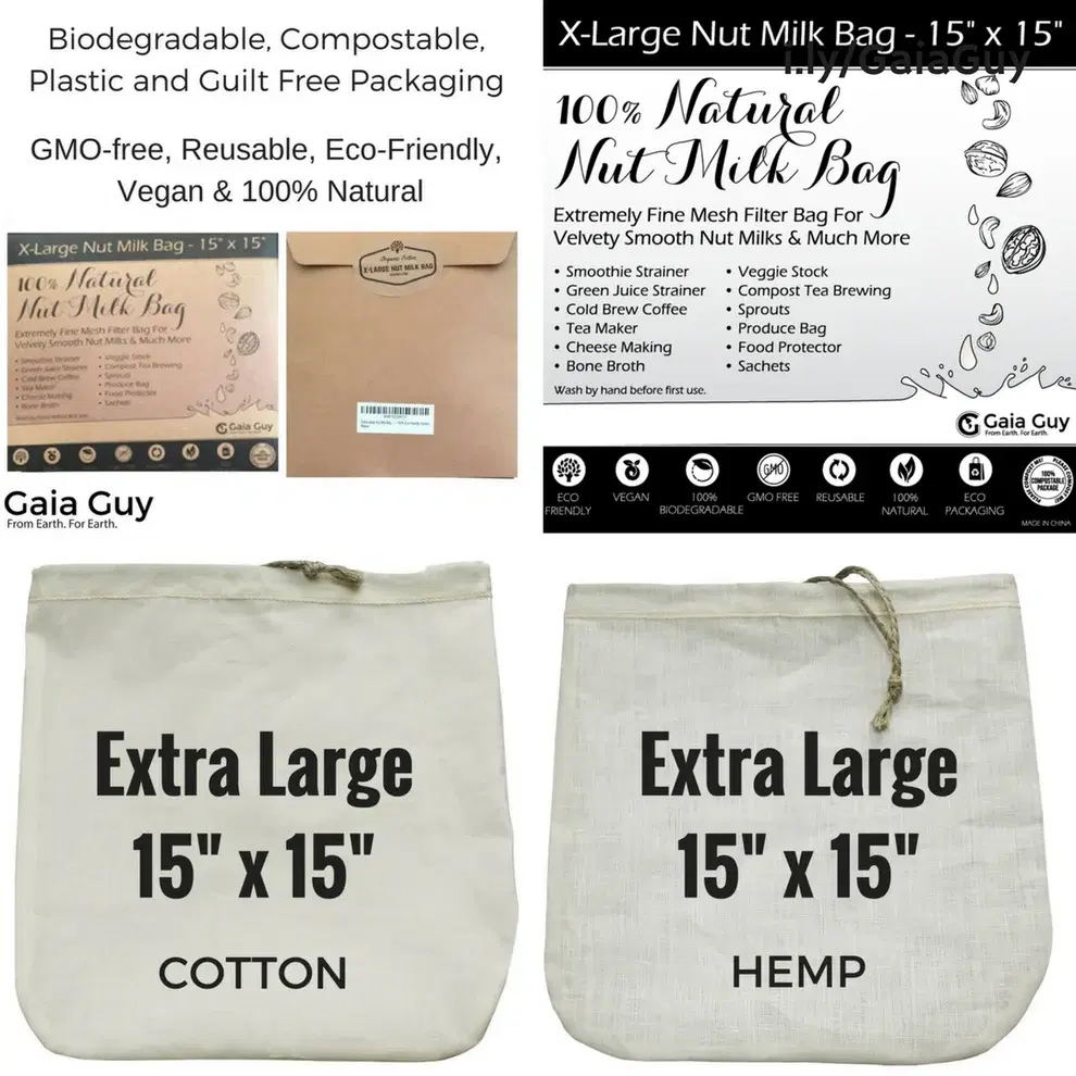Organic Hemp & Cotton Nut Milk Bags image 15