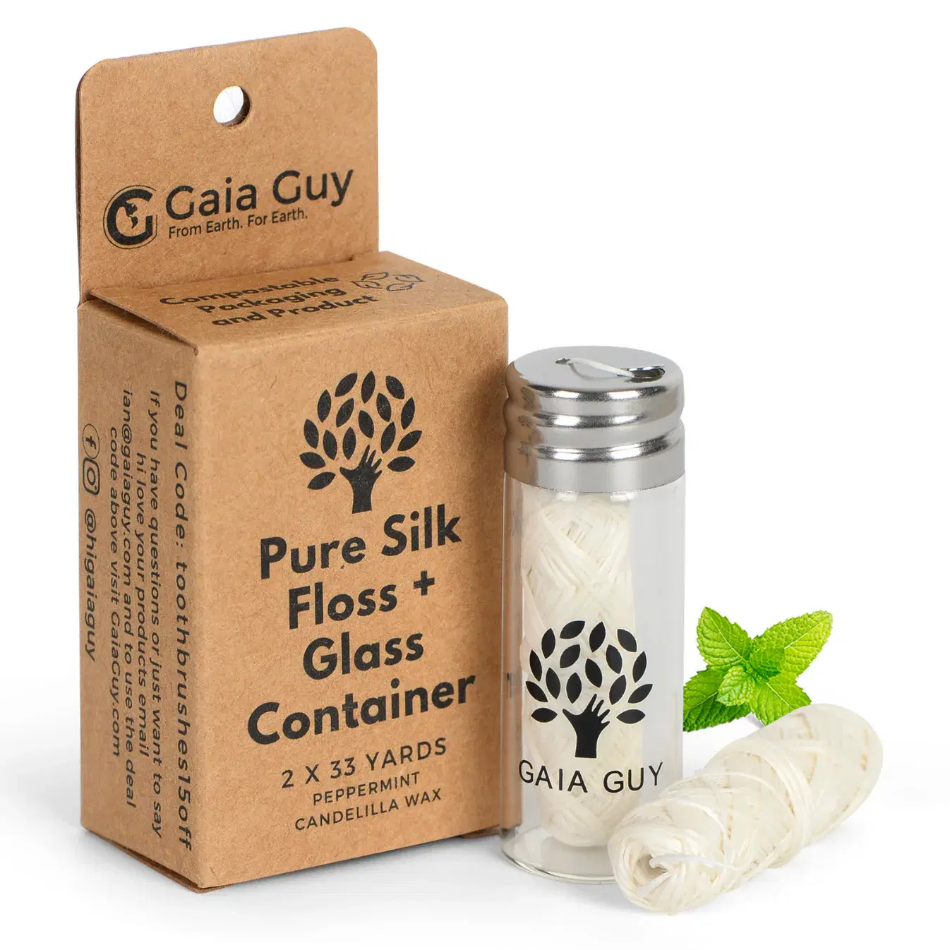 Silk Dental Floss with Refillable Glass Jar image 2